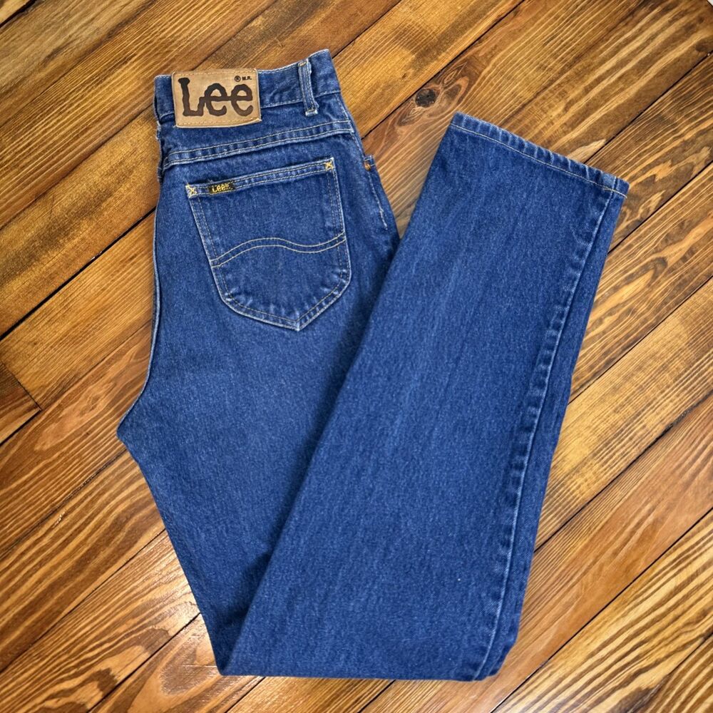 Vintage Lee High Waisted Jeans Made in USA Straight Leg 100% Cotton Denim Womens